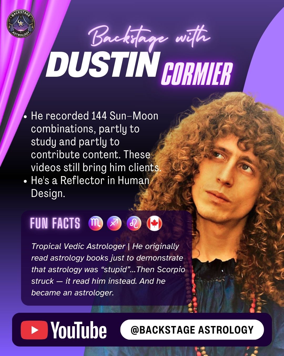 Dustin Cormier at Backstage Astrology
