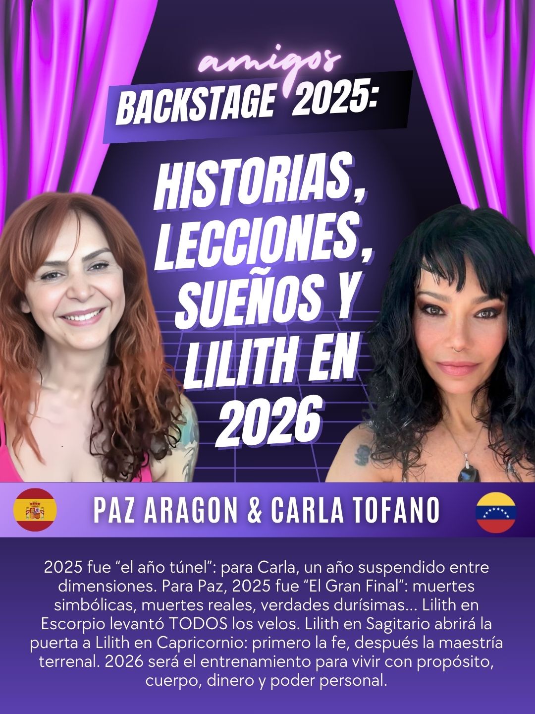Paz Aragon y Carla Tofano en Backstage Astrology